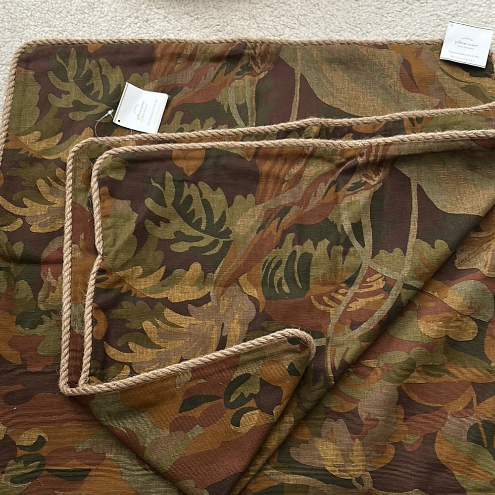 Set of 2 Pottery Barn Accent Pillow Covers Square 24 x 24